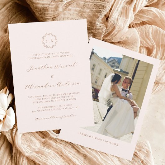 Hochzeit im Herbst Boho Cream und Terracotta Einladung