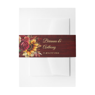 Hochzeit im Herbst Bordeaux Rose Sonnenblumen Einladungsbanderole