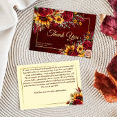 Hochzeit im Herbst bordeauxfarbene Rose Gelbe Sonn Dankeskarte