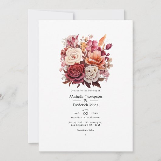 Hochzeit im Herbst Braunen, Maronen und Lachs Einladung (Vorderseite)