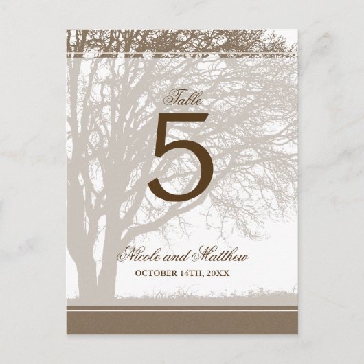Hochzeit im Herbst Brown Oak Tree Tischnummer (Vorderseite)
