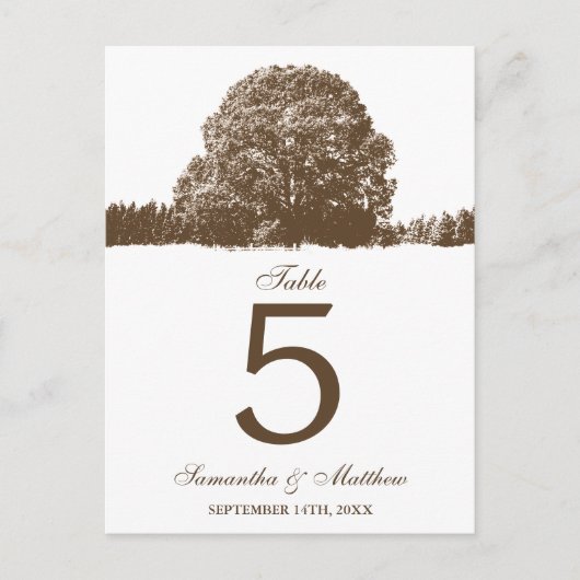 Hochzeit im Herbst Brown Oak Tree Tischnummer (Vorderseite)