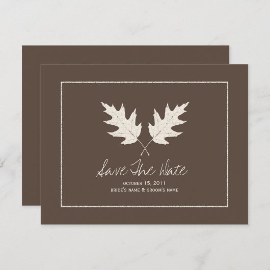 Hochzeit im Herbst Brown Save the Date Eichenfrüch (Vorne/Hinten)