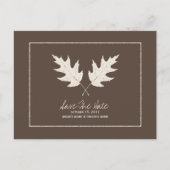 Hochzeit im Herbst Brown Save the Date Eichenfrüch Ankündigungspostkarte (Vorderseite)