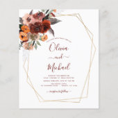 Hochzeit im Herbst Burgund Gold Floral (Vorderseite)