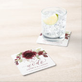 Hochzeit im Herbst Burgund Wein Rote Blütenblätter Rechteckiger Pappuntersetzer (Vor Ort)