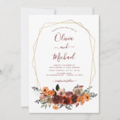 Hochzeit im Herbst Burgundy Eukalyptus Floral Einladung (Vorderseite)