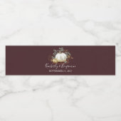 Hochzeit im Herbst Burgundy Red Wasserflaschenetikett (Einzelnes Label)