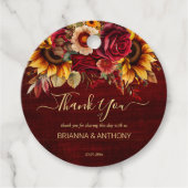 Hochzeit im Herbst burgundy Rose Sonnenblumen viel Geschenkanhänger (Vorderseite)