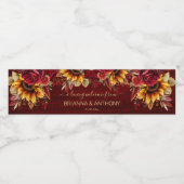 Hochzeit im Herbst burgundy Rose Sonnenblumen viel Wasserflaschenetikett (Einzelnes Label)