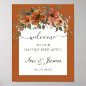 Hochzeit im Herbst Burnt Orange Rust Floral Arch W Poster (Vorne)