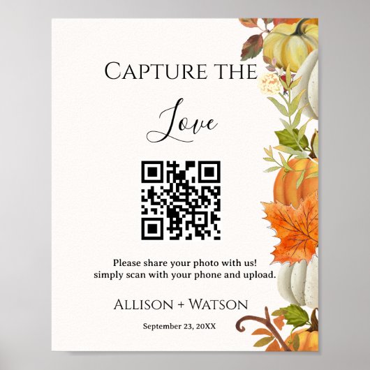Hochzeit im Herbst Capture Liebe QR Code Hochzeit  Poster (Vorne)