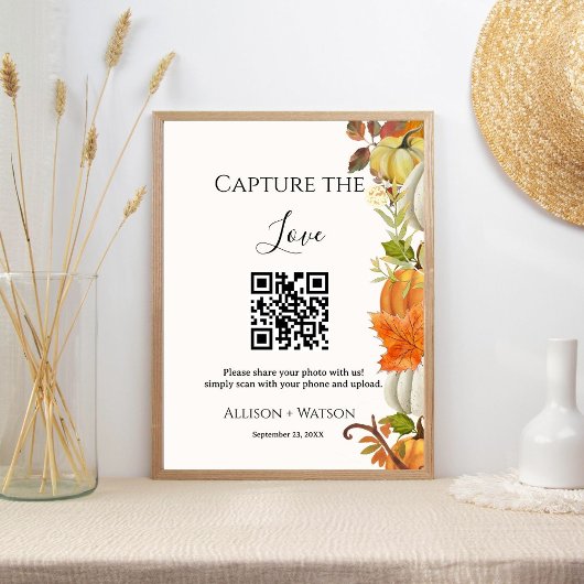 Hochzeit im Herbst Capture Liebe QR Code Hochzeit Poster