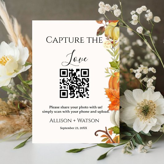 Hochzeit im Herbst Capture Liebe QR Code Hochzeit  Sockelschild