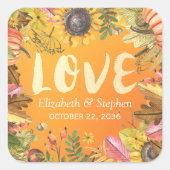 Hochzeit im Herbst Danke Autumn Maple Blätter Pump Quadratischer Aufkleber (Vorderseite)