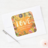 Hochzeit im Herbst Danke Autumn Maple Blätter Pump Quadratischer Aufkleber (Umschlag)