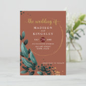 Hochzeit im Herbst 🍂 Deep Blue Floral Elegante 💙 Einladung (Stehend Vorderseite)