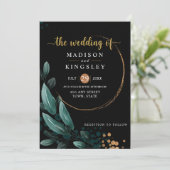 Hochzeit im Herbst 🍂 Deep Blue Floral Elegante 💙 Einladung (Stehend Vorderseite)