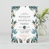 Hochzeit im Herbst 🍂 Deep Blue Floral Elegante 💙 Einladung (Stehend Vorderseite)