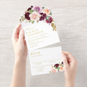 Hochzeit im Herbst der Blume "Wasserfarbe" und "Pe All-in-One-Einladung