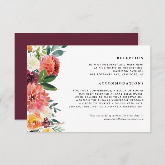 Hochzeit im Herbst der Blumengärten im Herbst Begleitkarte (Vorne/Hinten)