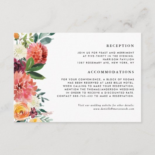 Hochzeit im Herbst der Blumengärten im Herbst Begleitkarte (Vorderseite)