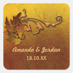Hochzeit im Herbst der Herbstverläufe Quadratischer Aufkleber