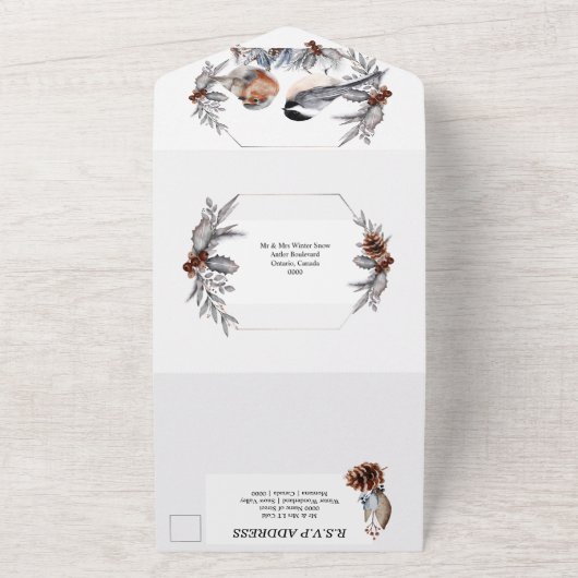 Hochzeit im Herbst der Kiefernwälder in einem Einz All In One Einladung (Außenbereich)