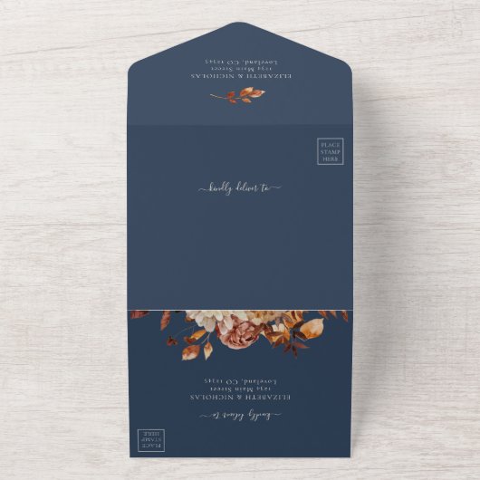 Hochzeit im Herbst der Marine All In One Einladung (Außenbereich)