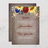 Hochzeit im Herbst der Sonnenblumen Begleitkarte (Vorne/Hinten)