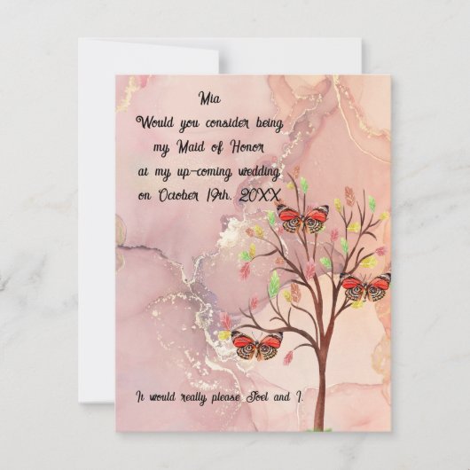 Hochzeit im Herbst der Trauzeugin Mitteilungskarte (Vorderseite)