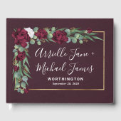 Hochzeit im Herbst der Wasserfarben Burgund und Go Gästebuch (Vorderseite)