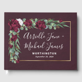 Hochzeit im Herbst der Wasserfarben Burgund und Go Gästebuch