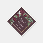 Hochzeit im Herbst der Wasserfarben Burgund und Go Serviette (Ecke)