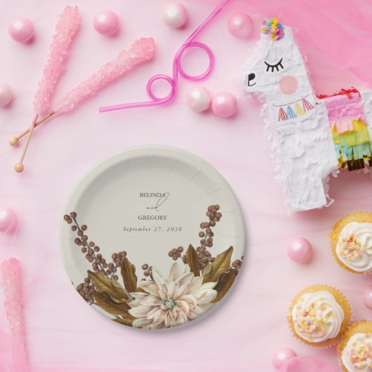 Hochzeit im Herbst der Wasserfarben im Herbst Pappteller (Party)