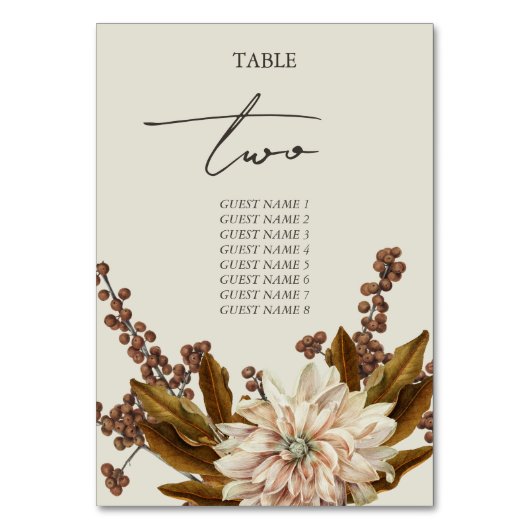 Hochzeit im Herbst der Wasserfarben im Herbst Tischnummer (Vorderseite)