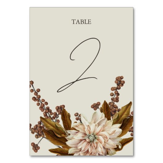 Hochzeit im Herbst der Wasserfarben im Herbst Tischnummer (Vorderseite)