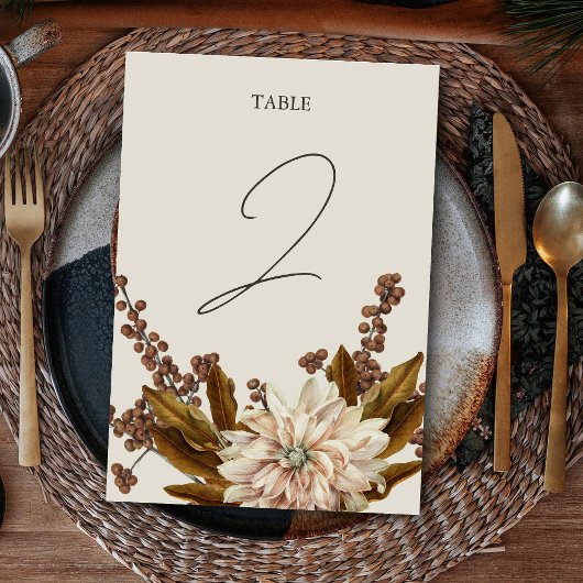 Hochzeit im Herbst der Wasserfarben im Herbst Tischnummer