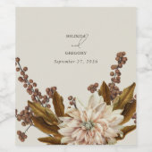 Hochzeit im Herbst der Wasserfarben im Herbst Weinetikett (Einzelnes Label)