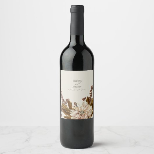 Hochzeit im Herbst der Wasserfarben im Herbst Weinetikett (Vorderseite)