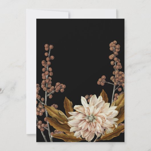 Hochzeit im Herbst des blorschwarzen Herbstes Einladung (Rückseite)