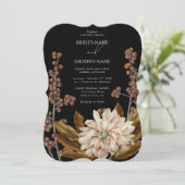 Hochzeit im Herbst des blorschwarzen Herbstes Einladung (Stehend Vorderseite)