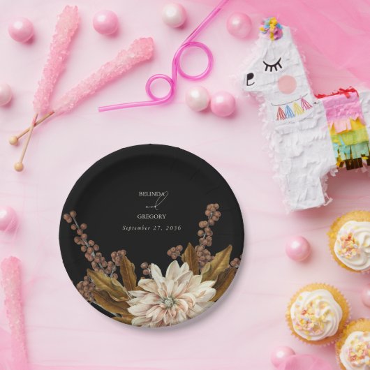 Hochzeit im Herbst des blorschwarzen Herbstes Pappteller (Party)