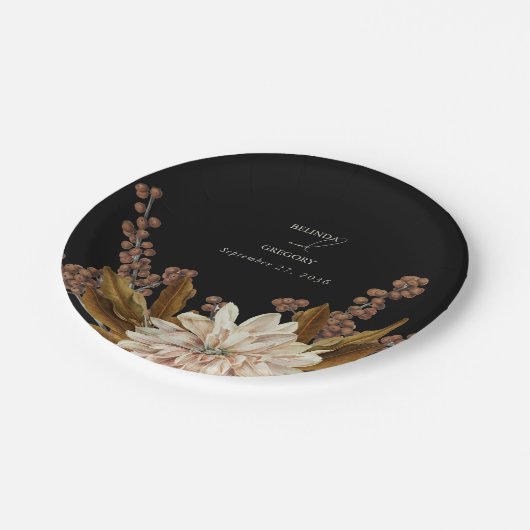 Hochzeit im Herbst des blorschwarzen Herbstes Pappteller (Schrägansicht)