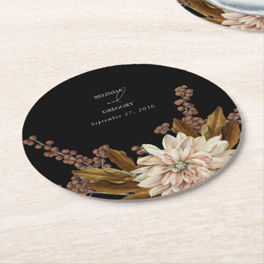 Hochzeit im Herbst des blorschwarzen Herbstes Runder Pappuntersetzer (Angewinkelt)