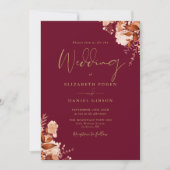 Hochzeit im Herbst des QR-Codes für Burgund und Go Einladung (Vorderseite)