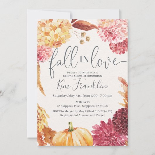 Hochzeit im Herbst Dusche Einladung, FALL-Brautpar Ankündigung (Vorderseite)