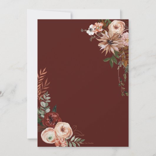 Hochzeit im Herbst Earthy Burgundy Blush Orange Gr Einladung (Rückseite)