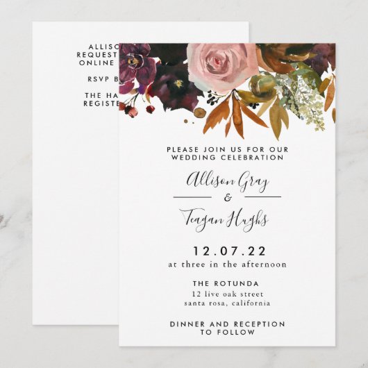 Hochzeit im Herbst Einladung (Vorne/Hinten)