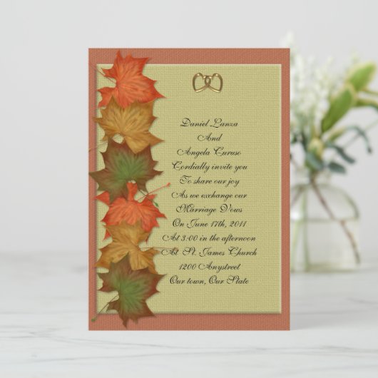 Hochzeit im Herbst Einladung oder Party (Stehend Vorderseite)